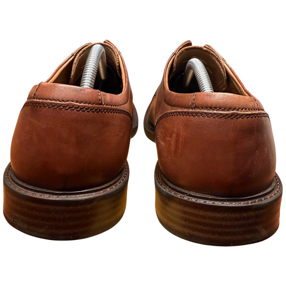 JOHNSTON & MURPHY Tabor Men's 12M Cap Toe Brown Calfskin Leather Dress Shoes - Picture 8 of 13